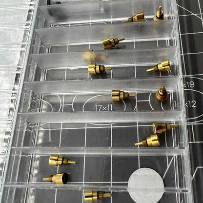Golden 14pcs stainless steel watch pushers in 7 sizes, durable for classical drive-in type, brand trusted.