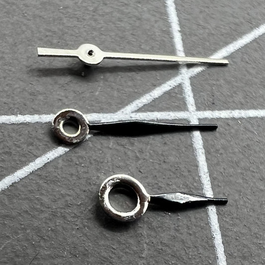Polished black tip 6.5mm watch hands for Miyota 1L12 quartz movement without lume.