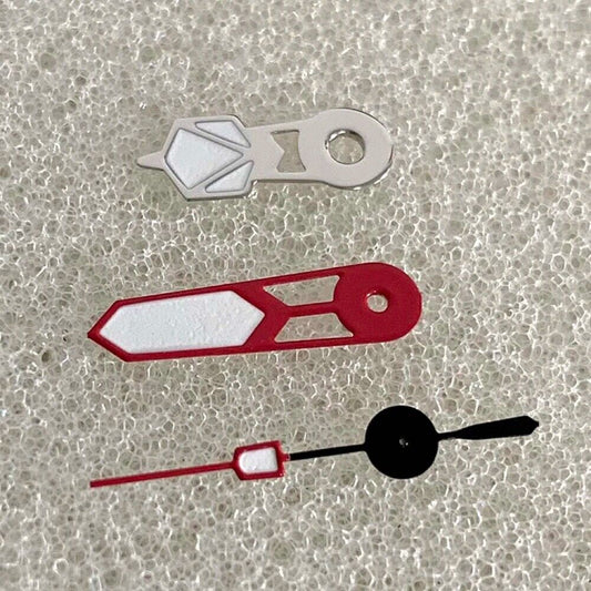 Aiguilles de montre 12,5 mm argentées et luminescentes rouges et vertes, adaptées aux mouvements NH35/NH36/4R/7S