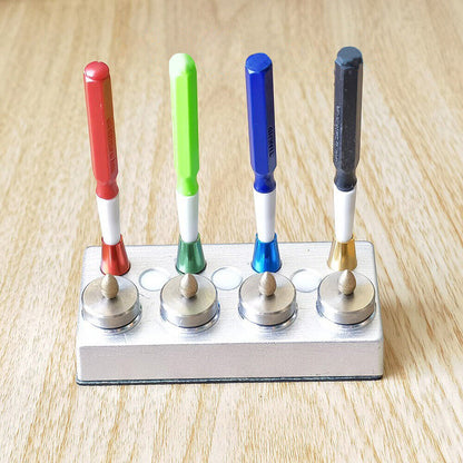 Watch Oil Dip Oiler Stand with 4 die-cast dishes and lid, ideal for precise watch repair.