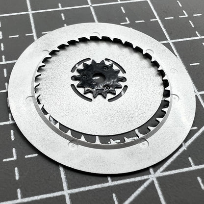 Black watch accessory showing date and day wheel at 3 o'clock crown for Seiko NH36 movement.