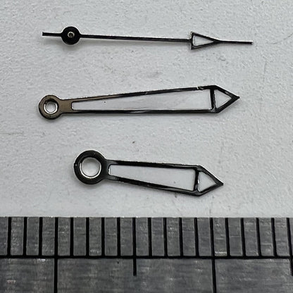 Silver-trimmed watch hands with green lume, 13mm, for Miyota 2315 2035 2036 2115 2305 movements.