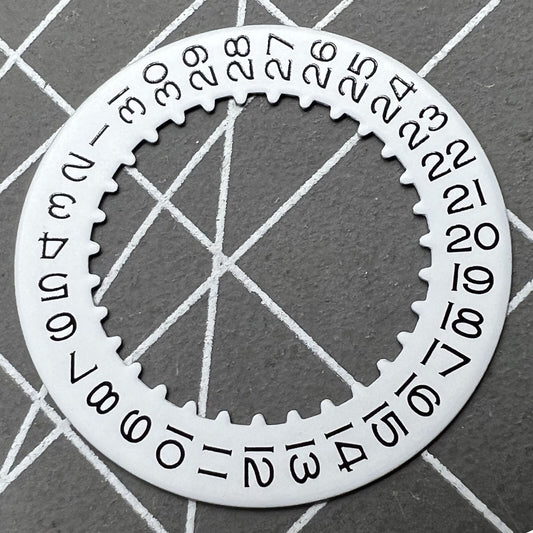 White date wheel for RLX 3135 watch movement, compatible replacement part for accurate date display.