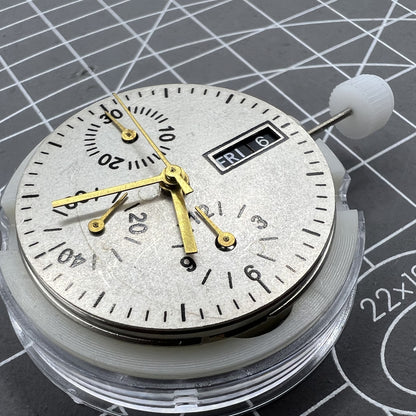 Automatisches mechanisches Uhrwerk Shanghai 7750 mit schwarzem Zifferblatt kleine Sekunde bei 9 Uhr Wochentag Datum