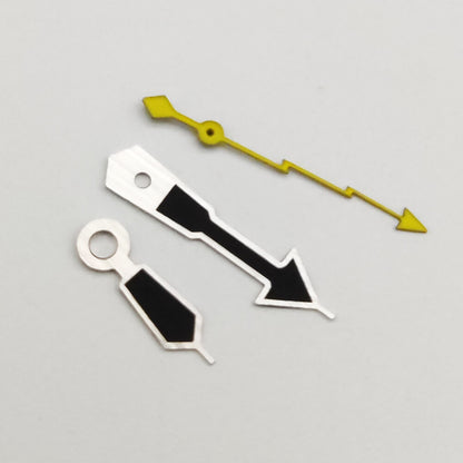 Silver trim black watch hands for NH35A/NH36A/4R36 movement, ideal for precise watch repair and customization.
