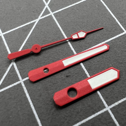 Aiguilles de montre peintes en blanc, garniture rouge de 12,5 mm, luminescentes vertes pour NH35 NH36 7S26 7S36 
