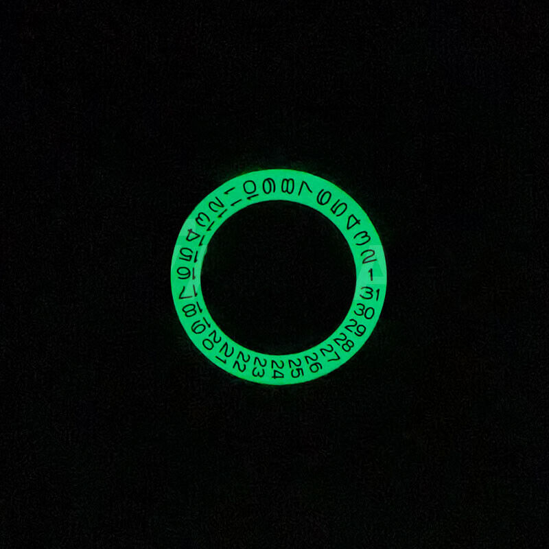 Luminous date disk wheel for NH35 movement showing date at 3 o'clock, precision fit for watch repair.