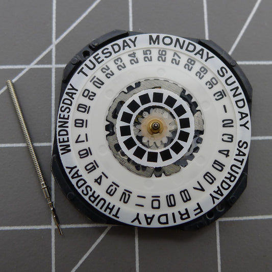 Japan Made Hattori Epson TMI VX44 VX44E white quartz watch dial with precise timekeeping for accessories.