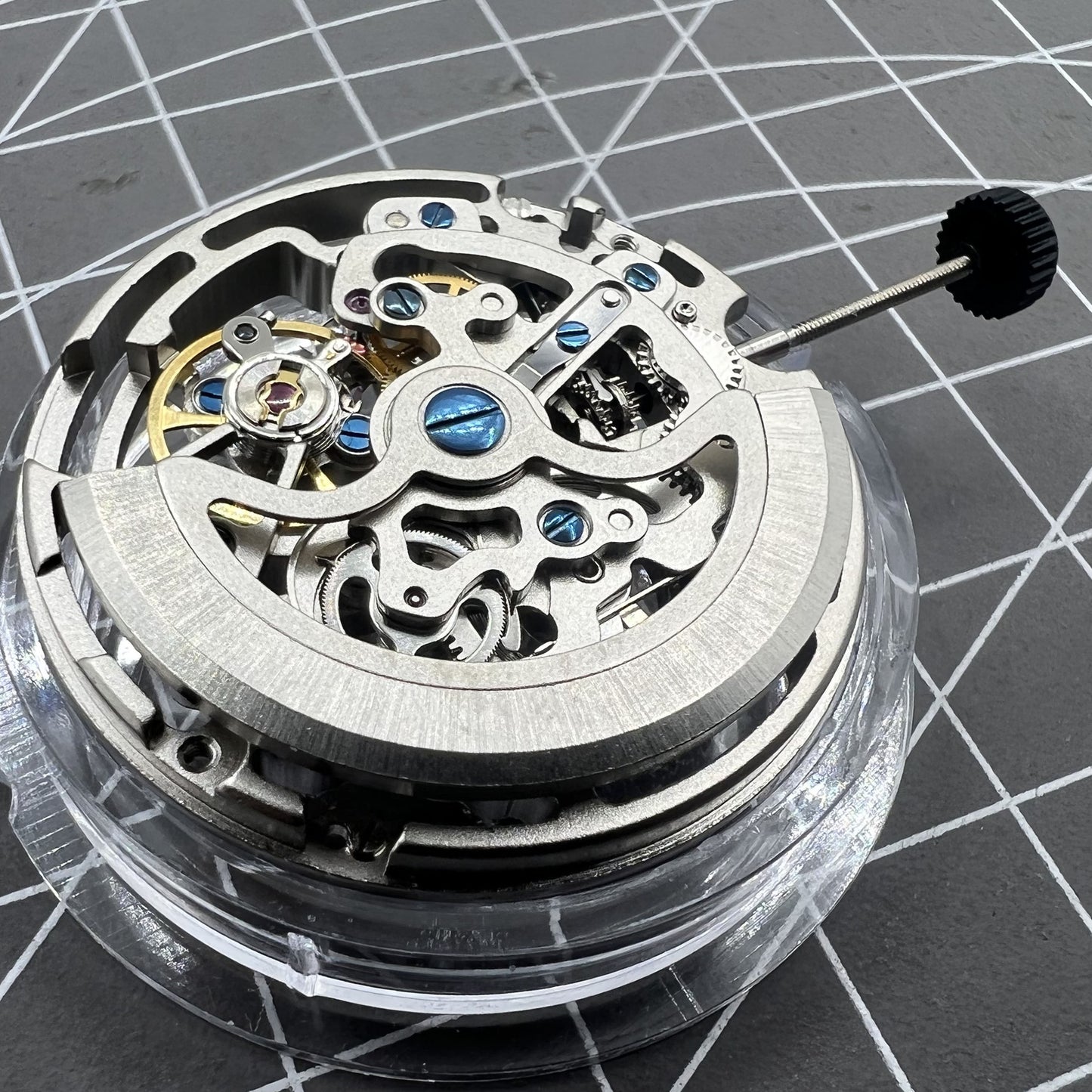 Seagull TY2809 Automatik Skelettuhr mit silbernem Geh�use und mechanischem Uhrwerk, elegantes Design.