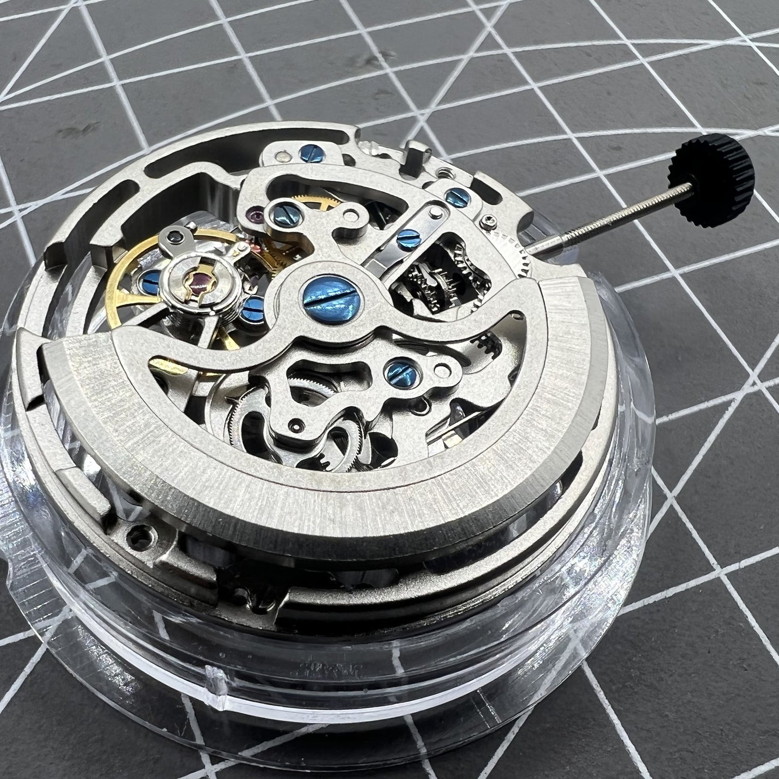 Seagull TY2809 Automatik Skelettuhr mit silbernem Geh�use und mechanischem Uhrwerk, elegantes Design.