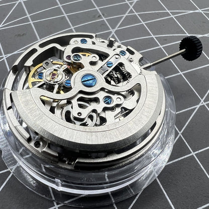 Seagull TY2809 Automatik Skelettuhr mit silbernem Geh�use und mechanischem Uhrwerk, elegantes Design.