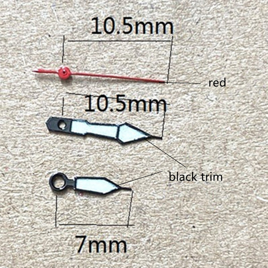 10,5 mm schwarze, grün leuchtende Uhrzeiger für Miyota 1M12-Uhrwerk
