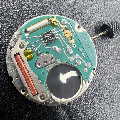 ETA 555.415 vintage quartz watch movement with 3 hands and date window at 3 o'clock, authentic replacement part.