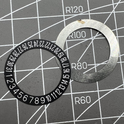 2 Stück Datumsscheibe Overlay Weiß Schrit Schwarz Hintergrund Datum bei 6 Uhr