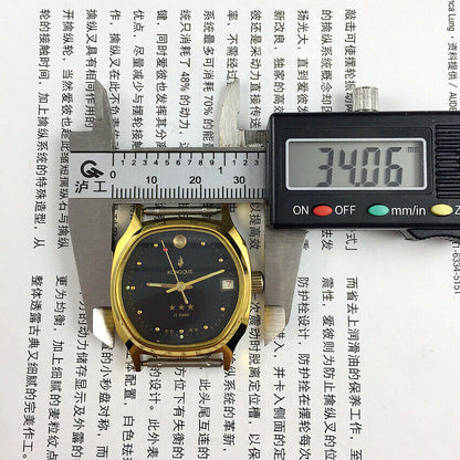33mm Chunlan steel manual watch with silver dial, 17 jewels, and matching watch band.