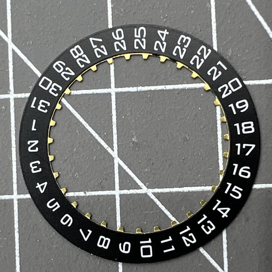 Black Date Disk Wheel displaying date at 3 o'clock for ETA2824 movements, Swiss Made precision components.