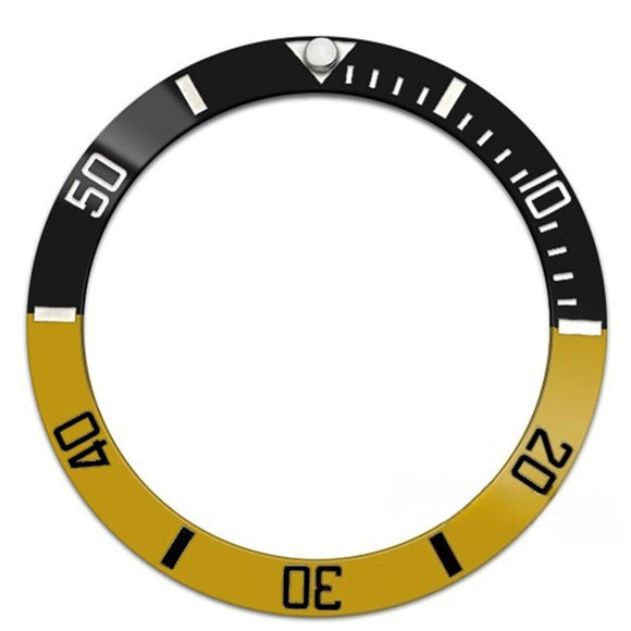 38mm Ceramic Slope SUB Black+Yellow Black Font Downside Watch Bezel for SUB007