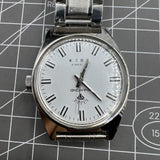 38mm SHANGHAI DIAMOND Manual Mechanical Watch 17 Jews White Dial Silver Case