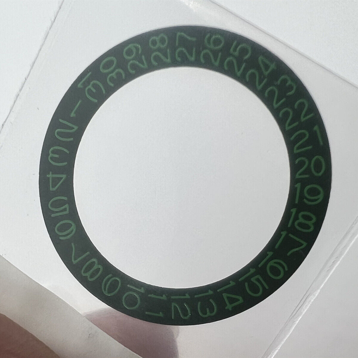Dark hunter green date wheel overlay with jade green font for NH35 NH36 watch movements.