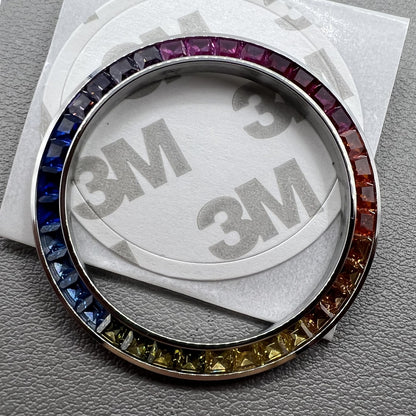 Imitationsdiamant Schmuckstein Lünette 39mm Silber für VK63 Uhrwerk