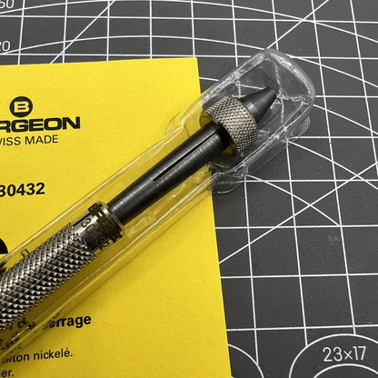 Bergeon 30432 Pin Vice with slide lock, secure grip for drills and broaches in watchmaking.