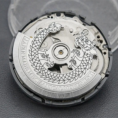 Steel silver dragon-carved rotor for NH35 NH36 watch movement, enhancing precision and style.