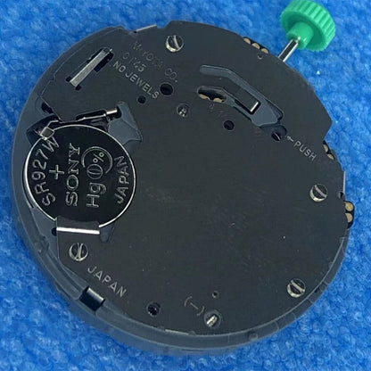 Miyota 0T45 Japan-made quartz movement with date display at 3 o'clock for precise timekeeping.