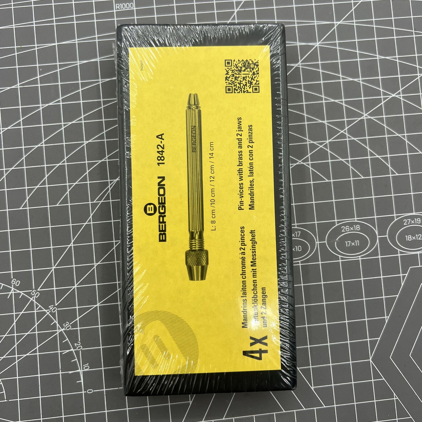 Swiss Bergeon 1842-A set of 4 square head pin vices for precision watch accessory handling