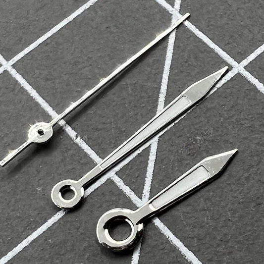 Aiguilles de montre lumineuses argentées et vertes de 12 mm pour mouvement à quartz Ronda 515.