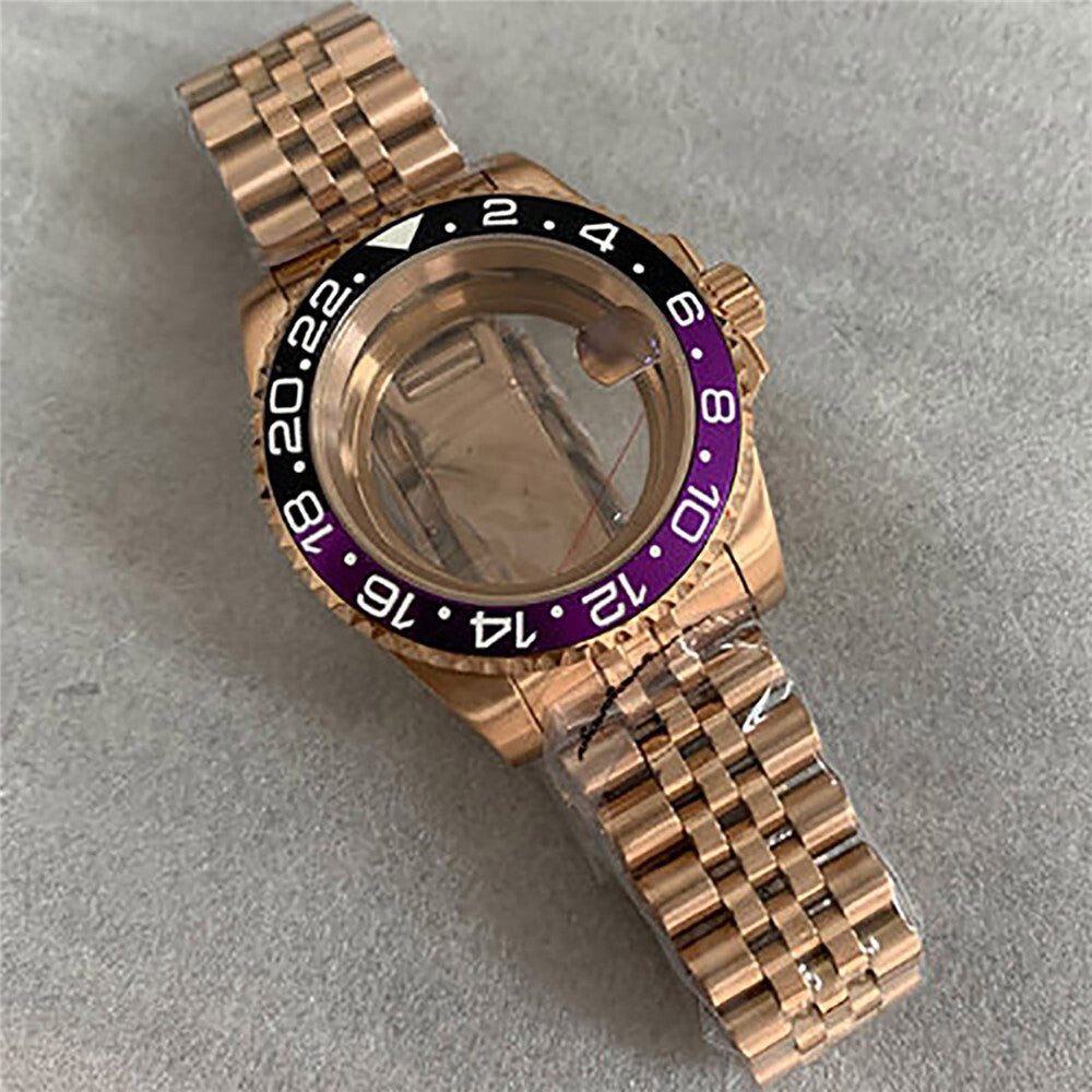40 mm goldenes Uhrengehäuse-Armband für NH35/36-Uhrwerk, modifiziertes Saphirglas 
