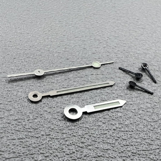 2 Sätze/Packung Uhrzeiger mit silbernem Rand und grüner Leuchtmasse für Miyota OS10 0S10 Uhrwerk 