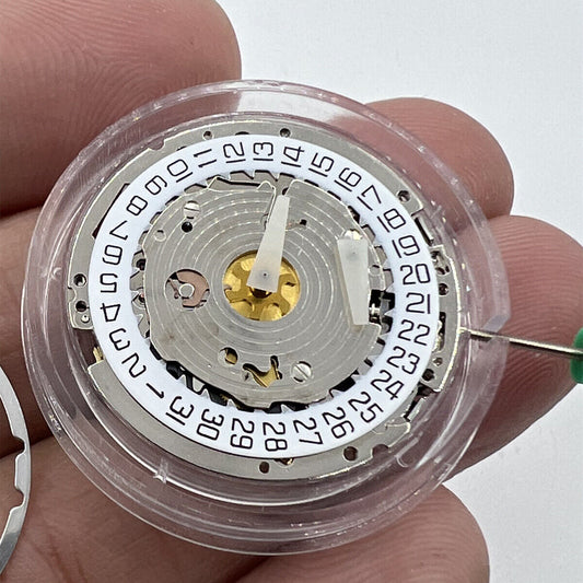Watchmakers ISA 8171 silver quartz movement with date at 4 o'clock, multi-function repair part for watches