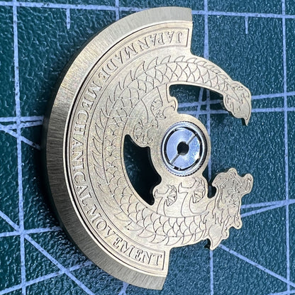 Golden Dragon engraved rotor oscillating weight, designed for NH35 NH36 watch movements, boosting style and precision.