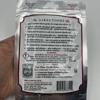 Cape Cod polishing cloths by Cape Cod, set of 2 for cleaning and shining watches and jewelry.