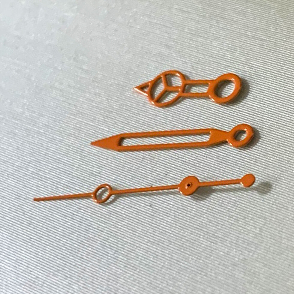 Hollow multicolor watch hands set by Hollow Hands, designed for NH35 NH36 movements, precise and stylish.