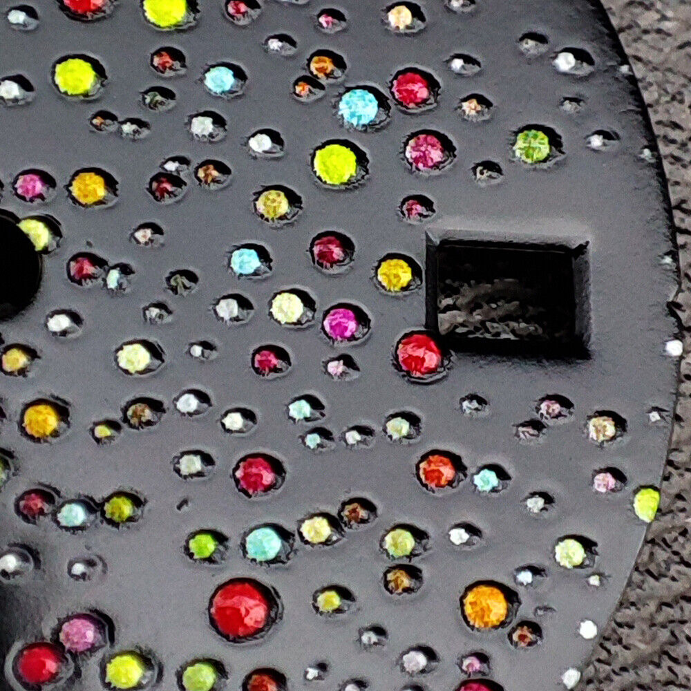 Black gemstone-effect watch dial, compatible with NH35 movement for precise repairs.