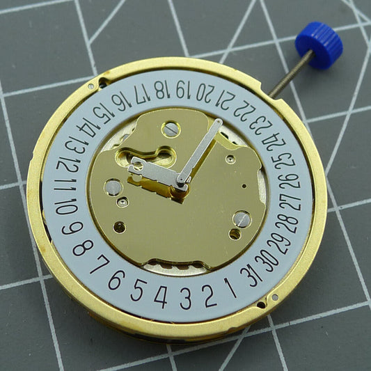 Swiss Made Ronda 5021D quartz watch movement with date display at 6 o'clock, precise and durable.