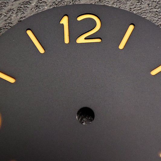 Green luminous black watch dial for ST3600 ETA6497/6498 movement, ideal for custom watch repairs.