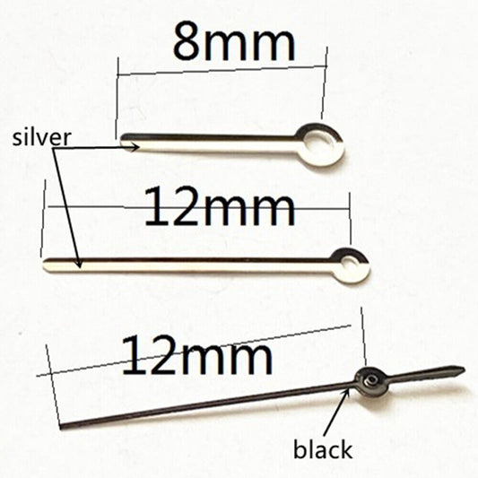 Aiguilles de montre noires de 12 mm pour montres Miyota 2315, 2035, 2036, 2115, 2305