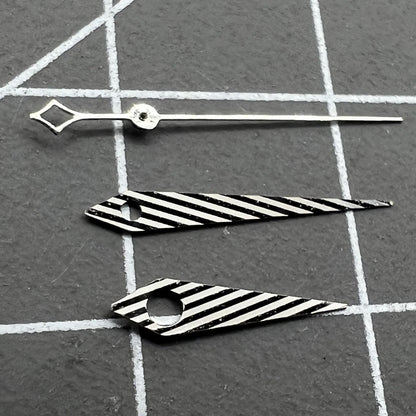 No Lume Twill silver watch hands set for NH35 NH34 NH36 NH70 movements, 3-piece stylish design.
