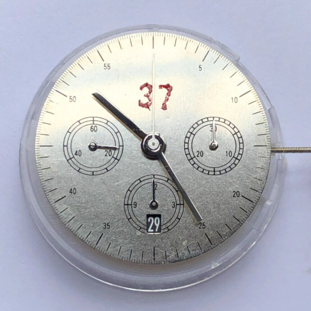 Chinese Dandong 7750 mechanical watch movement with single calendar at 6 o'clock and small seconds display