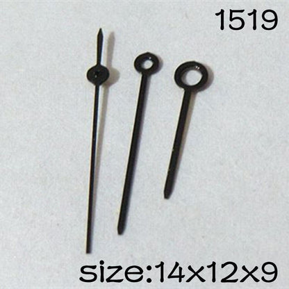 Black set of watch hands by NO.1519 for Miyota 2035 movement, 14mm/12mm/9mm lengths.