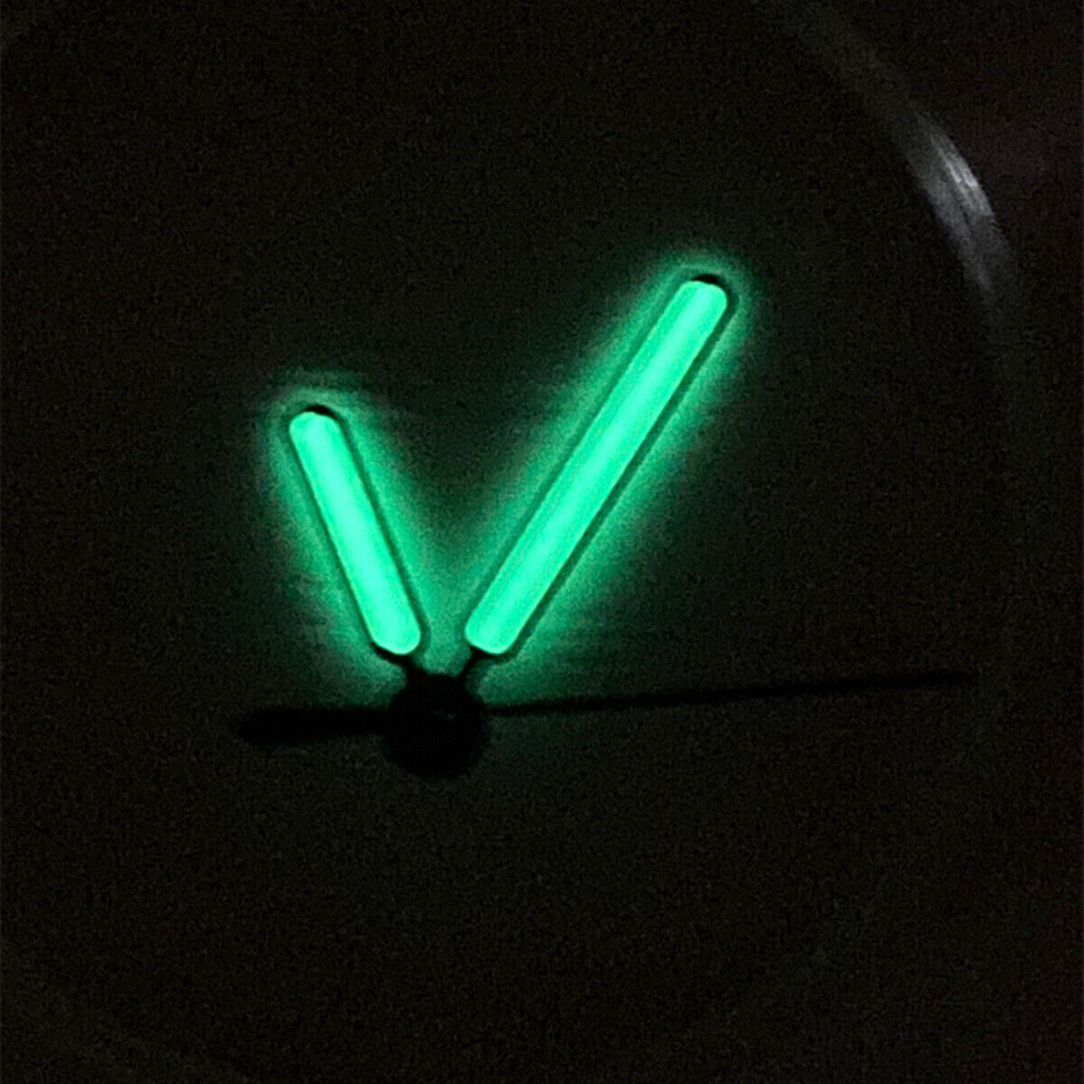 Set of 3 green luminous watch hands with black trim for NH35 NH36 movements, perfect for upgrades.