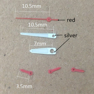 10.5mm Silver Trim Green Lume Watch Hands for Miyota OS10 OS20 OS60 OS80
