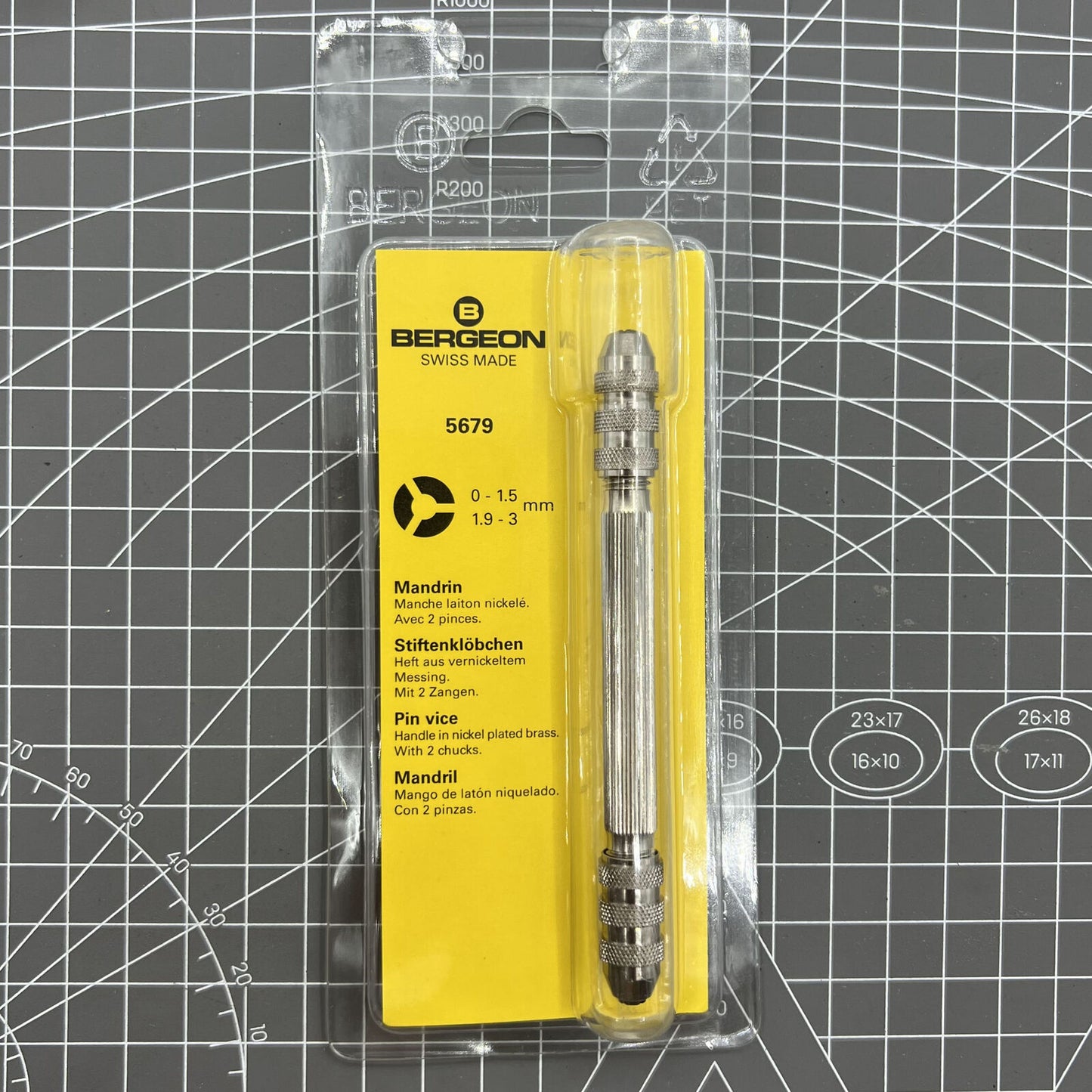 Swiss Made Bergeon 5679 Pin Vice tool for precise watch case and strap opening, 0-1.5 & 1.9-3 mm capacity