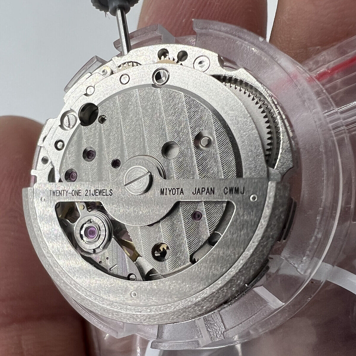 Miyota Citizen 82S7 silver plated automatic watch movement, Japanese precision mechanical parts for accurate timekeeping.
