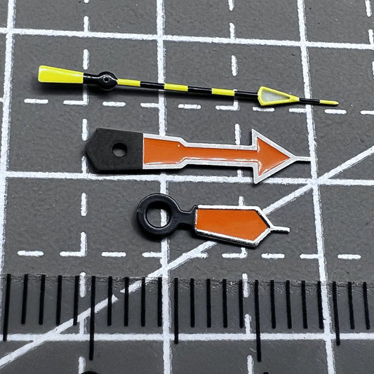 Dark Grey Trim Orange Painted Yellow Second Green Lume Hands Set for NH35/36
