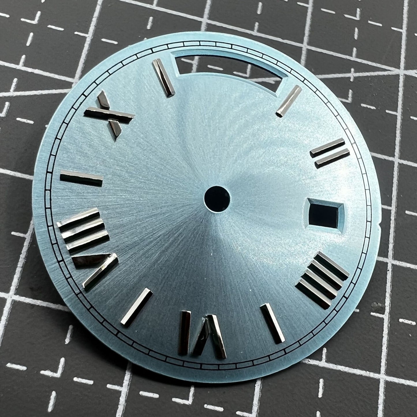28.5mm No Lume Silver Nail Light Blue Watch Dial for Movement Seagull ST1644