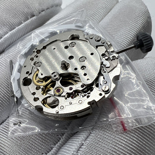 Miyota/Citizen 82S7 automatic mechanical watch movement, silver plated, Japan made precision.