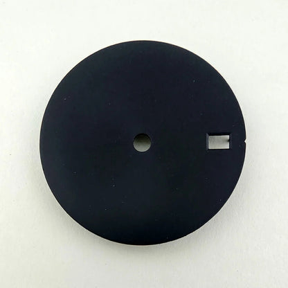 28.5mm solid color watch dial, metal design, no lume, fits NH35 movement, sleek accessory.